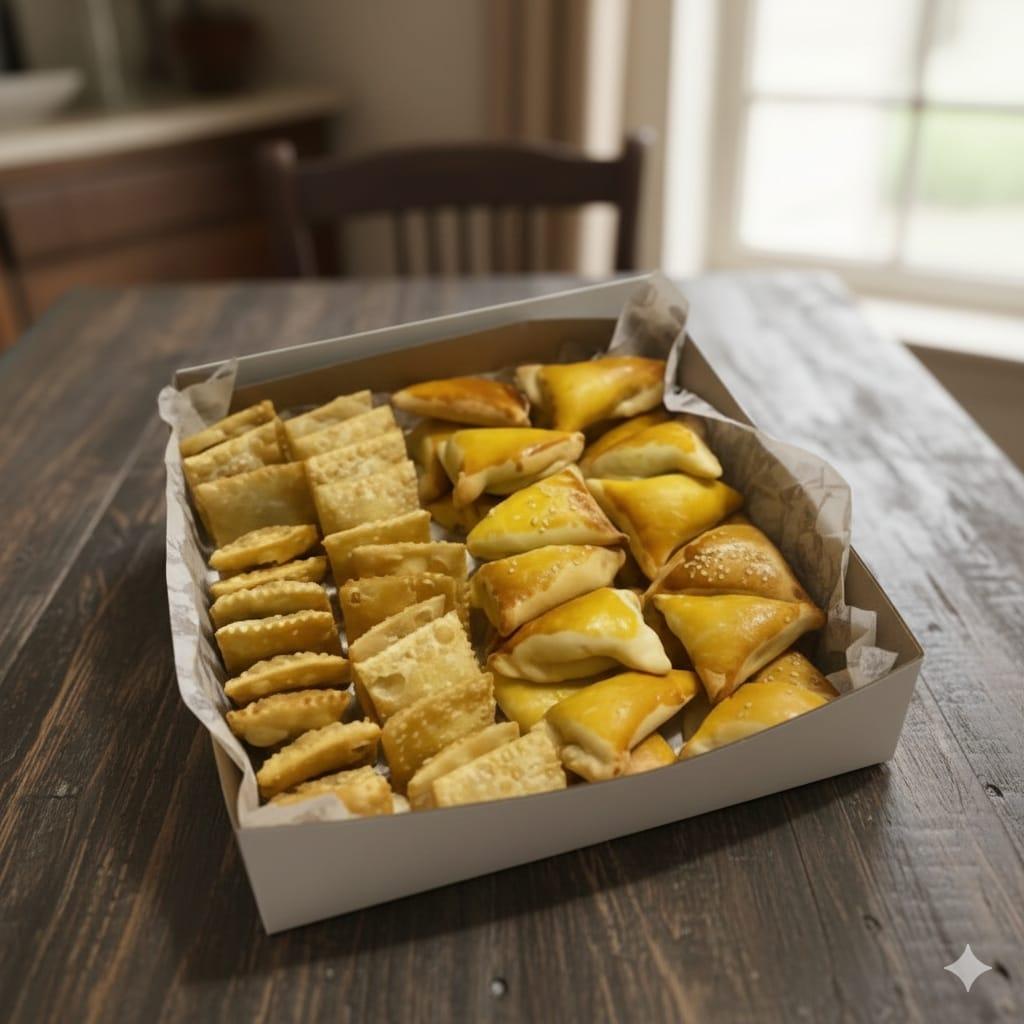 Box Dueto 25 Mini Pastéis Mistos + 25 Assadinhos Misto